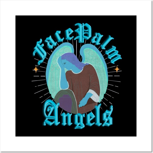 Facepalm Angels Cyan Wall Art by hellotomag